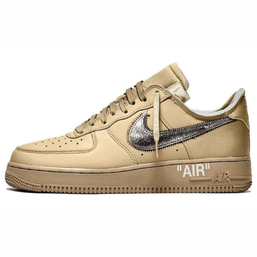 Nike Nike x OFF WHITE Air Force 1 Fashion Slip Resistant Cushioning Low top Skateboard Shoes Men's Gold