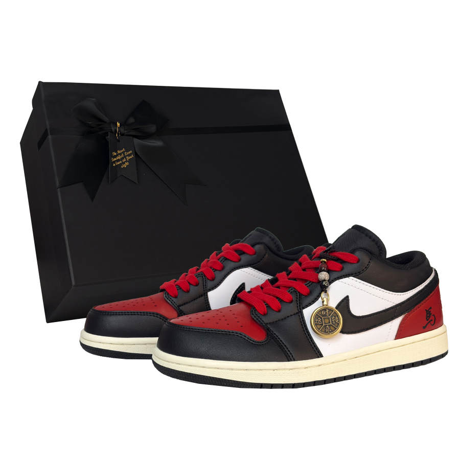 Jordan Jordan Air Jordan 1 Success BOX Slip Resistant Abrasion Resistant Low top Children's Basketball Shoes Black Red Unisex