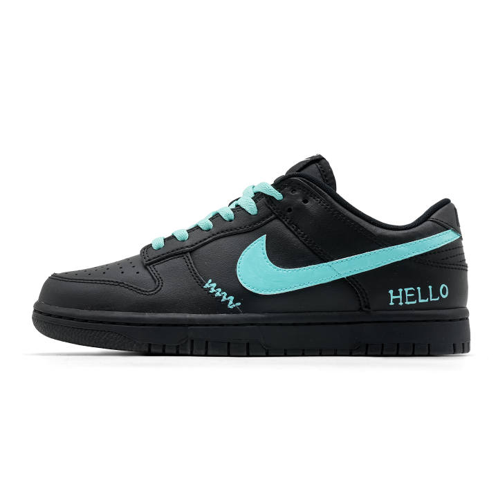 Nike Nike Dunk Teal Leather Abrasion Resistant Slip Resistant Low top Skateboard Shoes Unisex Black Green
