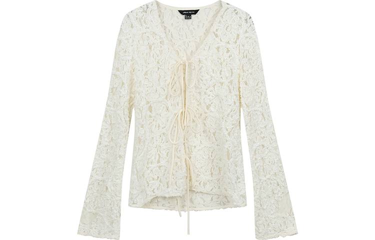 URBAN REVIVO Shirts Women's Ecru V Neck Moderate Shirt