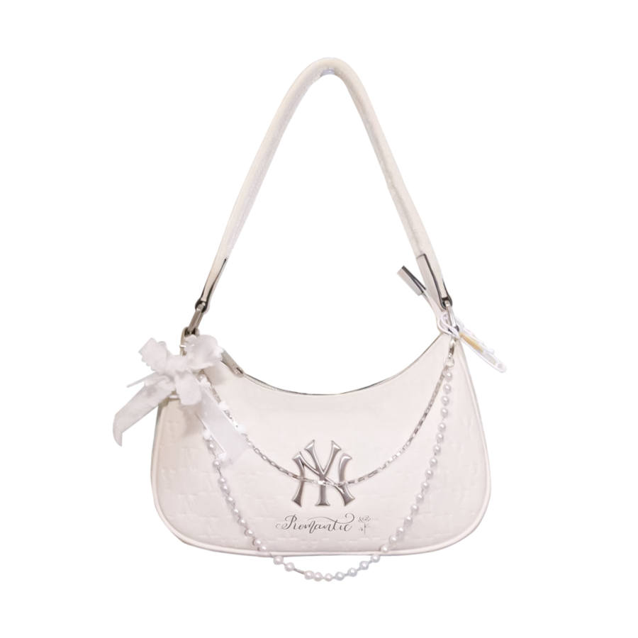 MLB MLB Monogram Collection Elastane Shoulder Bag Regular Women's Cream White