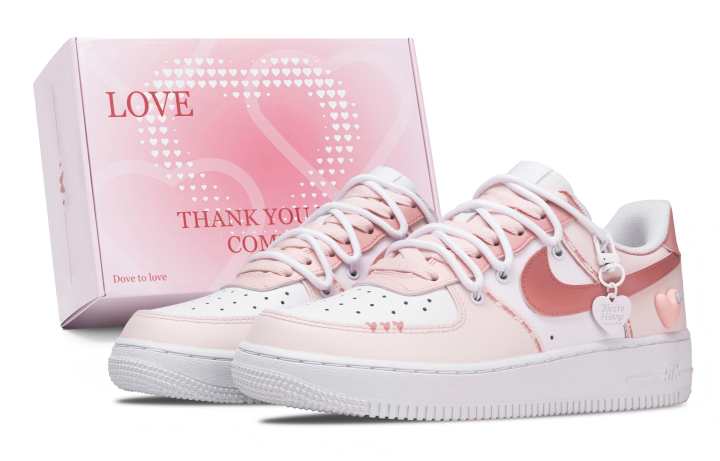 Nike Nike Air Force 1 Heartfelt Signal Box Leather Coverage Slip Resistant And Abrasion Resistant Low top Skateboard Shoes