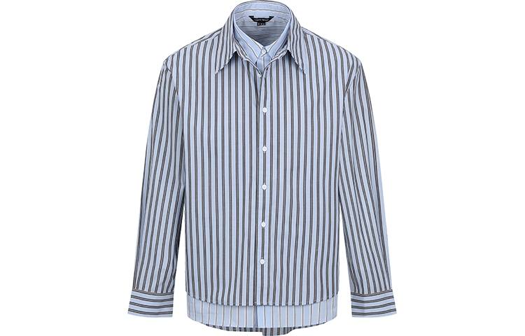 URBAN REVIVO Shirts Men's Light Blue Lapel Moderate Shirt