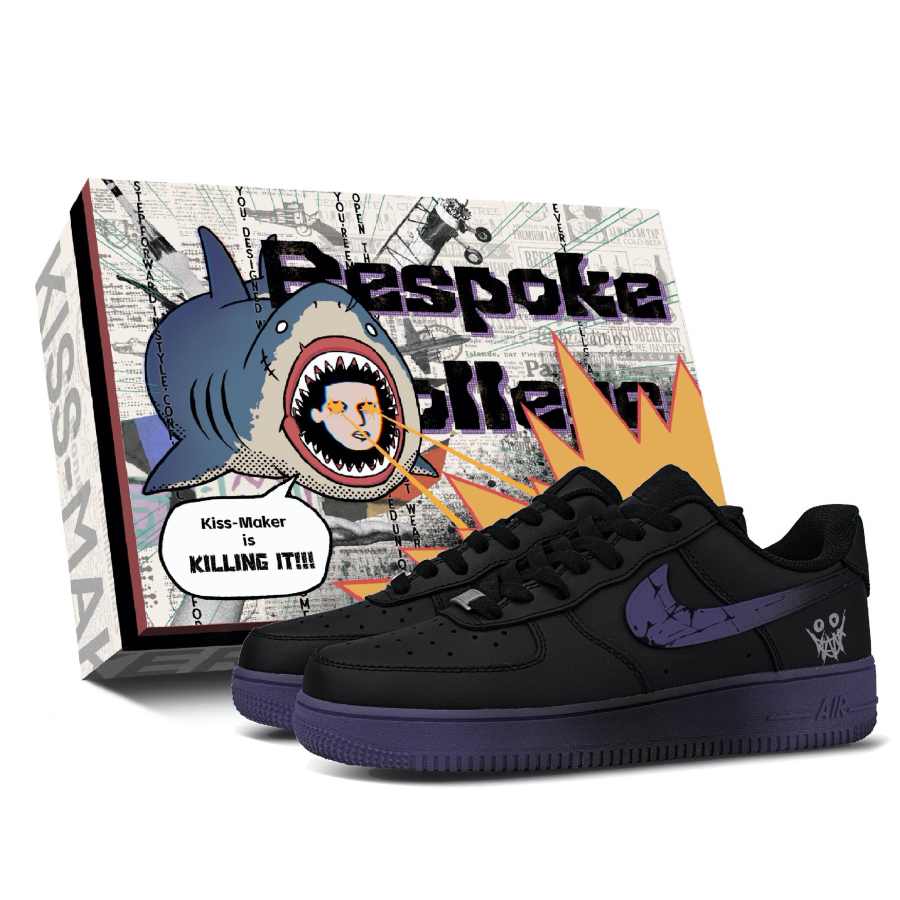 Nike Nike Air Force 1 Synthetic Leather Slip Resistant Height Increasing Low top Vintage Basketball Shoes Unisex Black