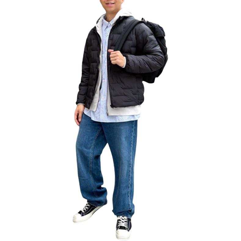 UNIQLO Puffer Jackets Men's Black Stand Collar Moderate Other