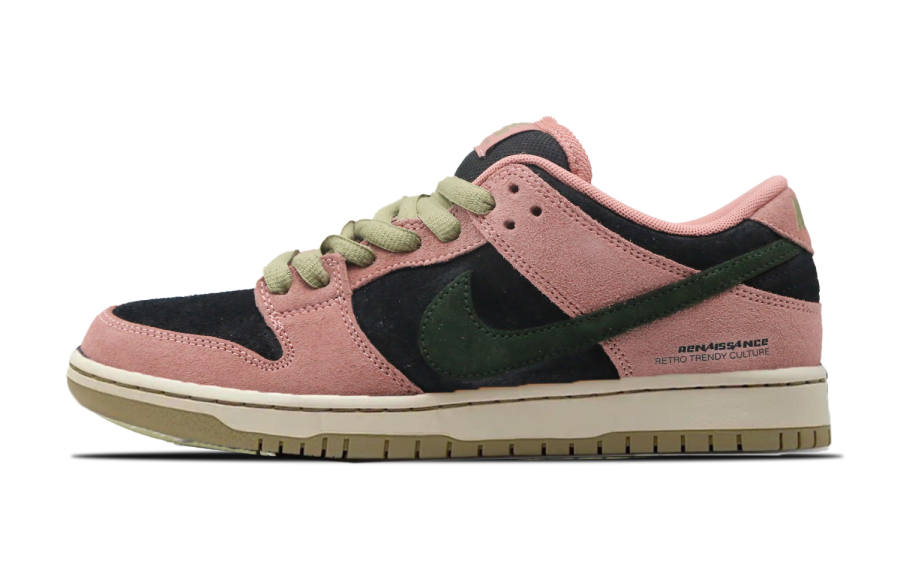 Nike Nike Dunk SB Pink Thorn Suede Abrasion Resistant Slip Resistant Low top Skateboard Shoes Unisex Black Pink