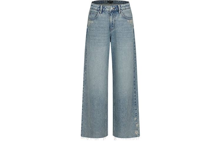 URBAN REVIVO Jeans Women's Blue Moderate Wide Leg Pants