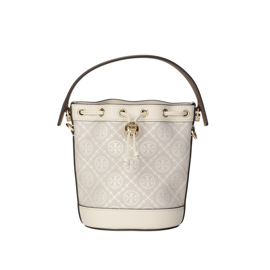 TORY BURCH TORY BURCH Mini T Monogram Bucket Bag Ivory