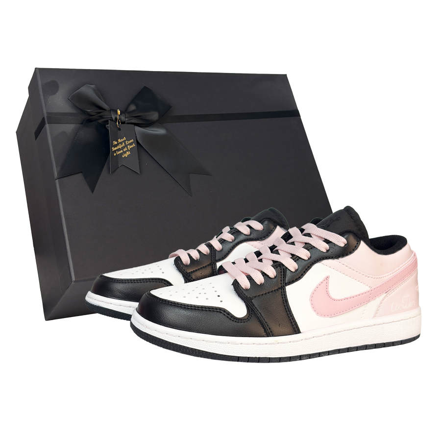 Jordan Jordan Air Jordan 1 Blackberry Box Slip Resistant Abrasion Resistant Low top Children's Basketball Shoes Pink Black