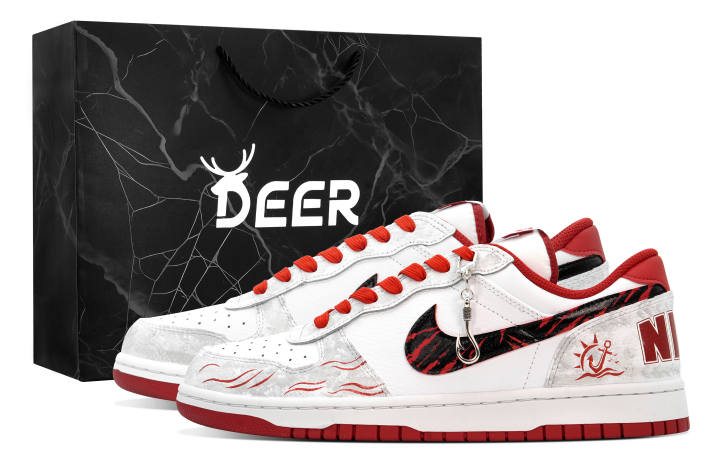 Nike Nike Big DEER Flying Shadow Leather Slip Resistant Abrasion Resistant Low top Skateboard Shoes Men's Red