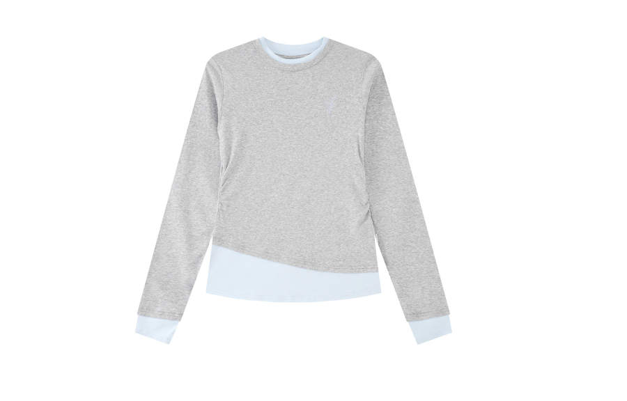 F426 T Shirts Women's Crew Neck Moderate Mock Two Piece