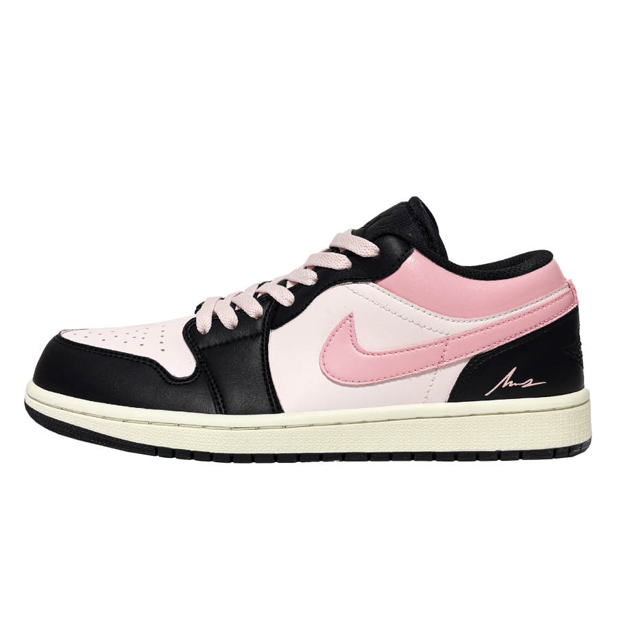 Jordan Jordan Air Jordan 1 Blackberry Slip Resistant Abrasion Resistant Low top Children's Basketball Shoes Pink Black Unisex