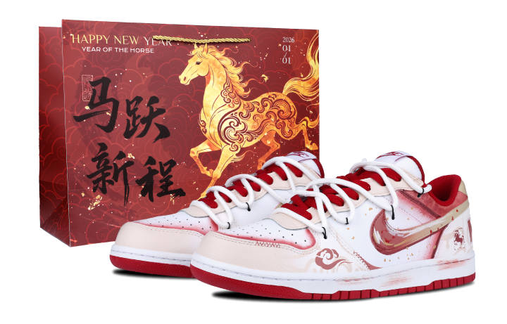 Nike Nike Big Shopping Bag Leather Abrasion Resistant Breathable Low top Skateboard Shoes Men's White Red