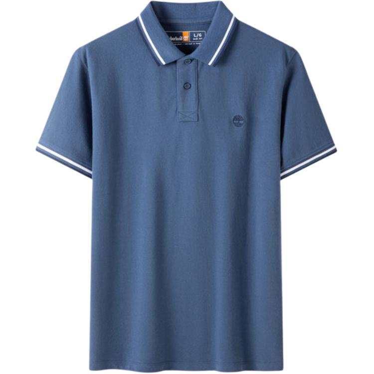 Timberland T Shirts Men's EYO Blue Crew Neck Moderate Straight Fit
