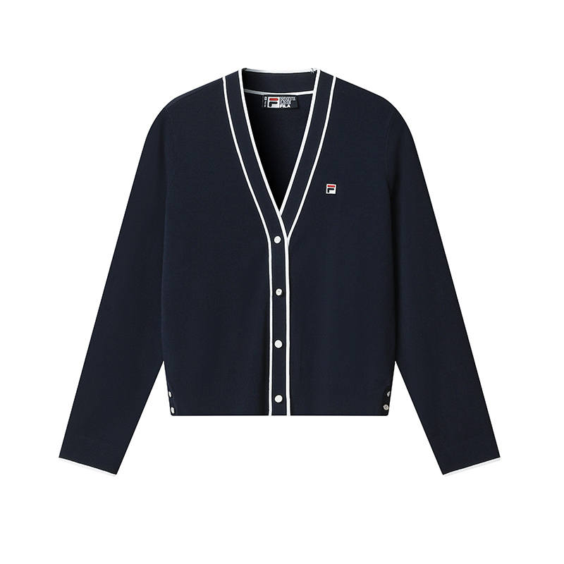 FILA Heritage Knitted Fabric Coat Women's Smoke Blue