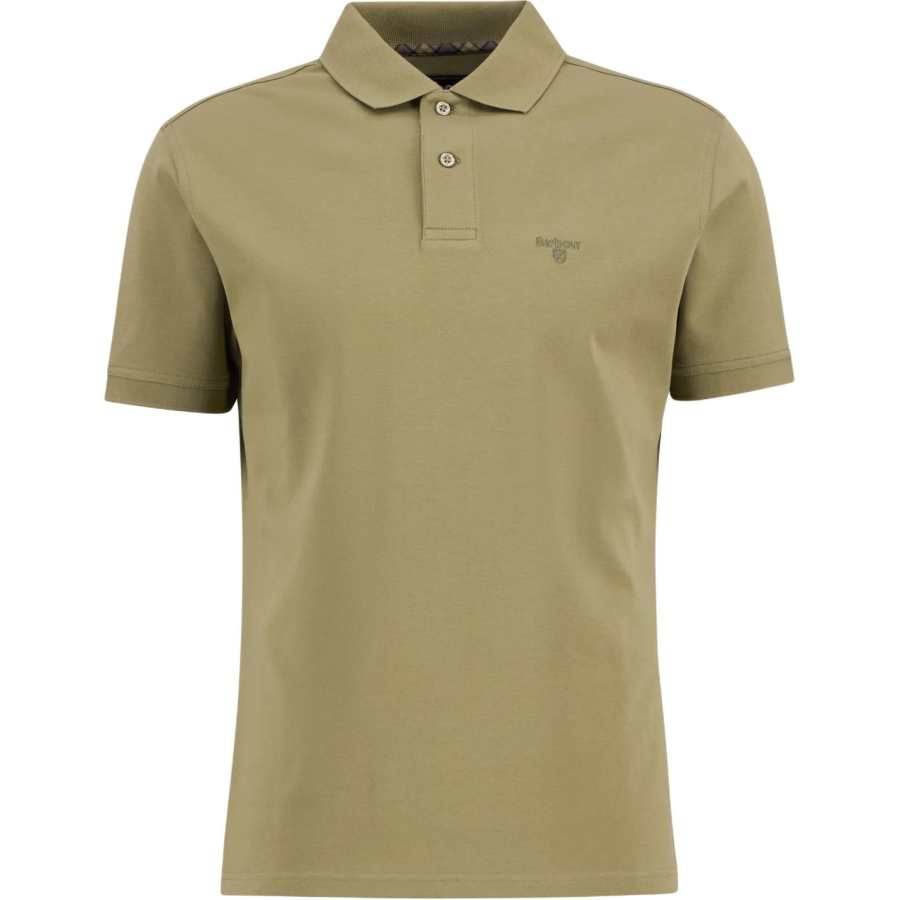 BARBOUR Polo Shirts Men's White Olive Polo Collar Moderate Straight Fit