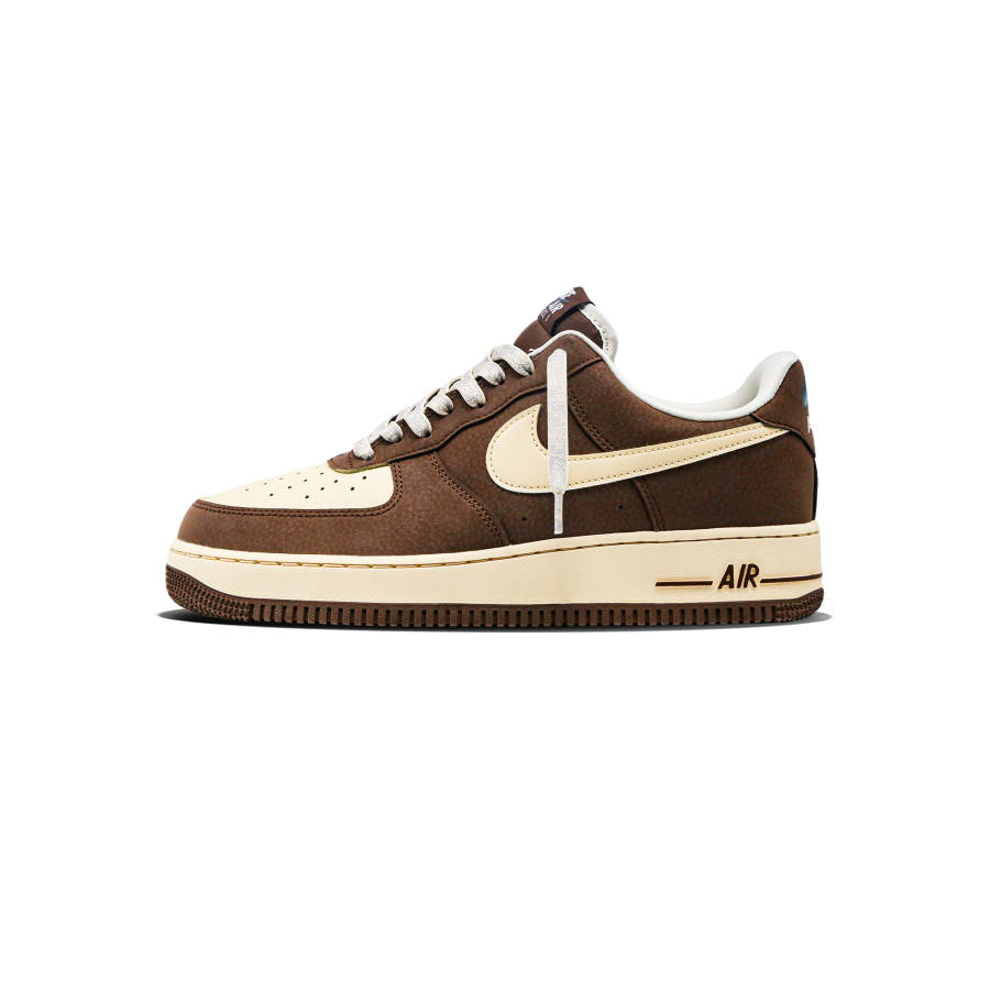 Nike Nike Air Force 1 Mocha Drip Abrasion Resistant Abrasion Resistant Low top Skateboard Shoes Unisex Brown Yellow