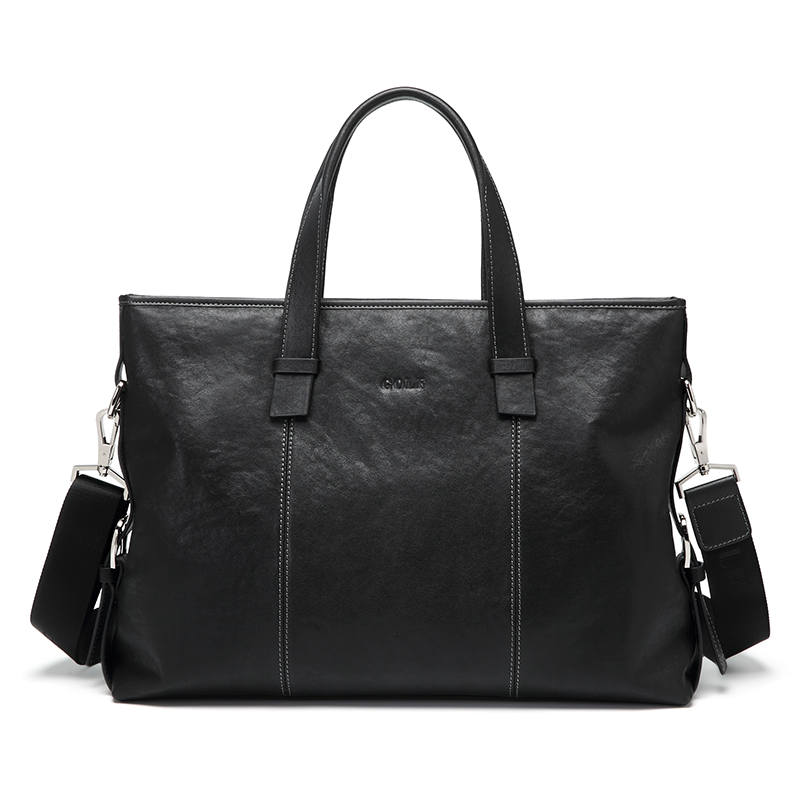 GOLF Cow Leather With Synthetic Leather 13.3 Inches Laptop Bag, Portable, One Shoulder Briefcase Large Men's Black