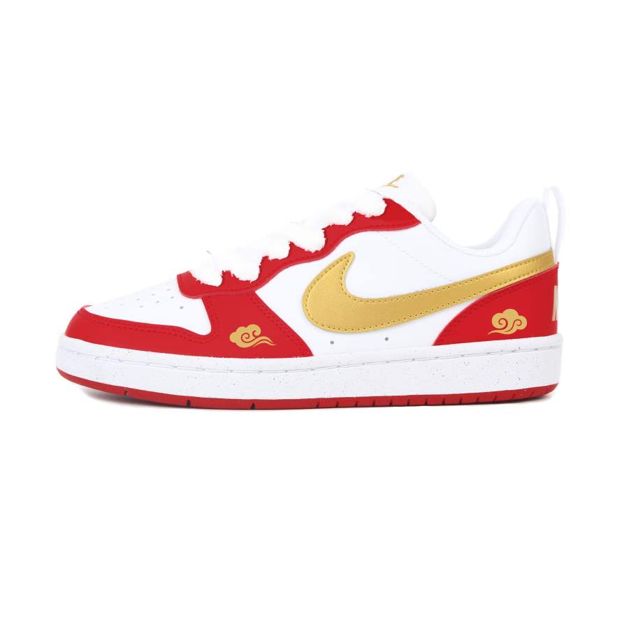 Nike Nike Court Borough HEY Gold Cloud Leather Cushioning, Wear Resistant Low top Kids' Skateboarding Shoes Red Gold Unisex