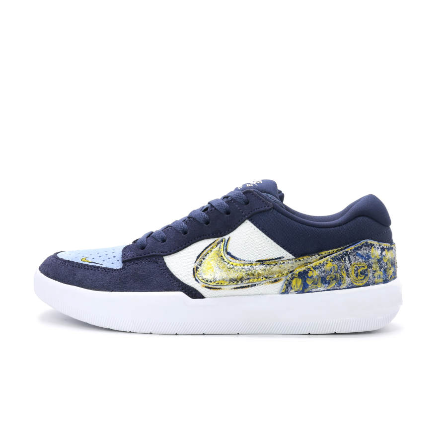 Nike Nike SB Force 58 Blue Base With Golden Accent, Fashion Street Synthetic Leather Abrasion Resistant Breathable