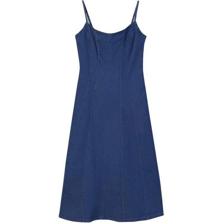 Levis Slip Dresses Women's Blue Crew Neck Moderate Long Skirt