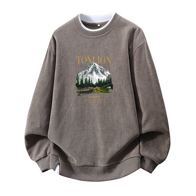 Tonlion T Shirts Unisex Crew Neck Moderate Mock Two Piece