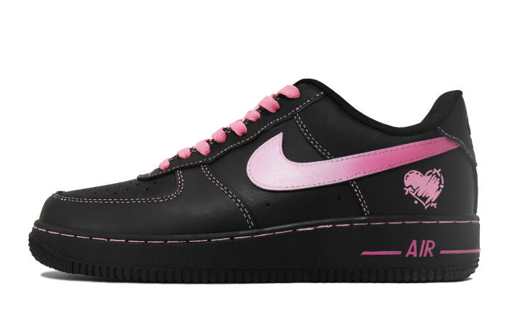 Nike Nike Air Force 1 Walking Planet, Love Knot Slip Resistant Low top Skateboard Shoes Unisex Black Pink