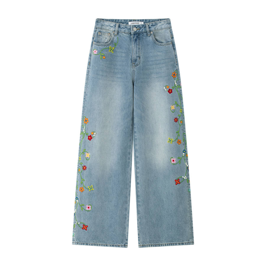 CLIMAX VISION Jeans Women's Denim Blue Moderate Straight Fit Pants