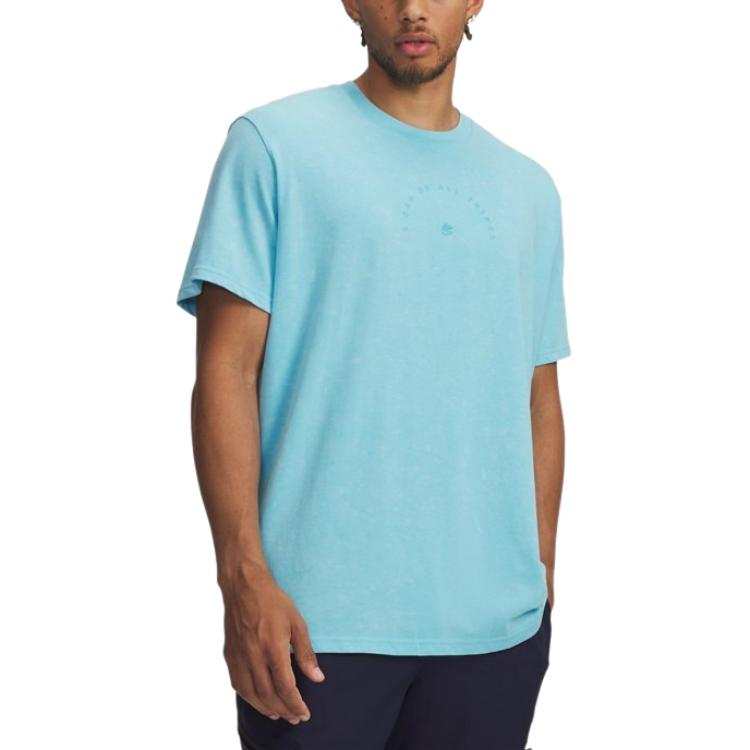 Under Armour T Shirts Men's Mural Blue 481 Crew Neck