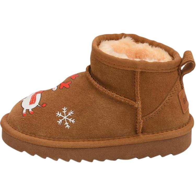 BODING BODING Cow Leather Soft Sole Fashionable Versatile Fleece Lined Kids' Boots Kids'