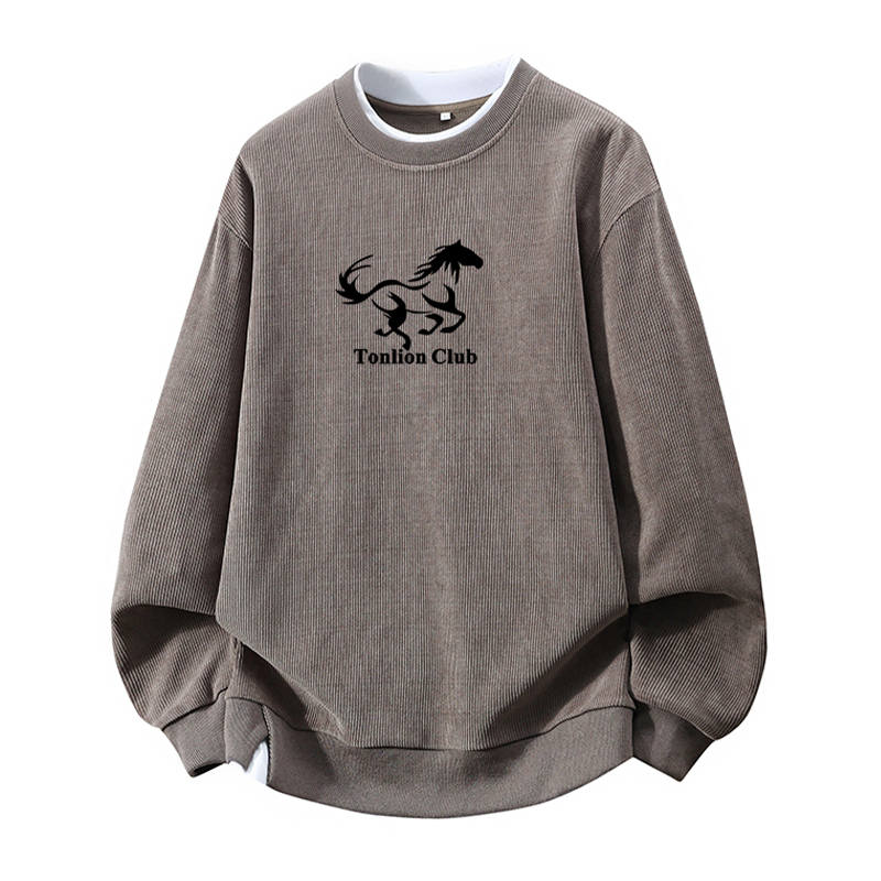 Tonlion T Shirts Unisex Crew Neck Moderate Mock Two Piece