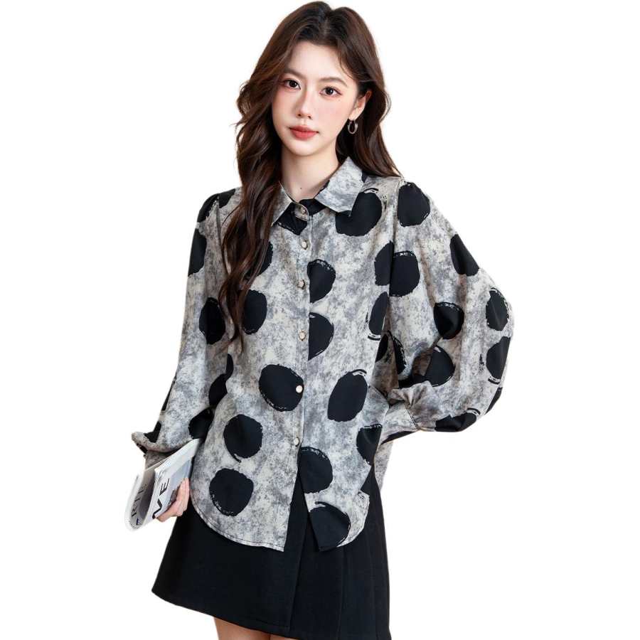 BALENO Shirts Women's Smoke Gray Lapel Moderate