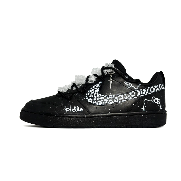 Nike Nike Court Borough Lace Kitten, Cute, Cute Pet Design Synthetic Leather Abrasion Resistant Slip Resistant Low top