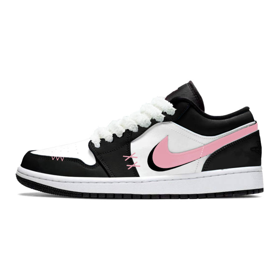 Jordan Jordan Air Jordan 1 Pink Black Sweetheart Slip Resistant Abrasion Resistant Slip Resistant Abrasion Resistant Low top