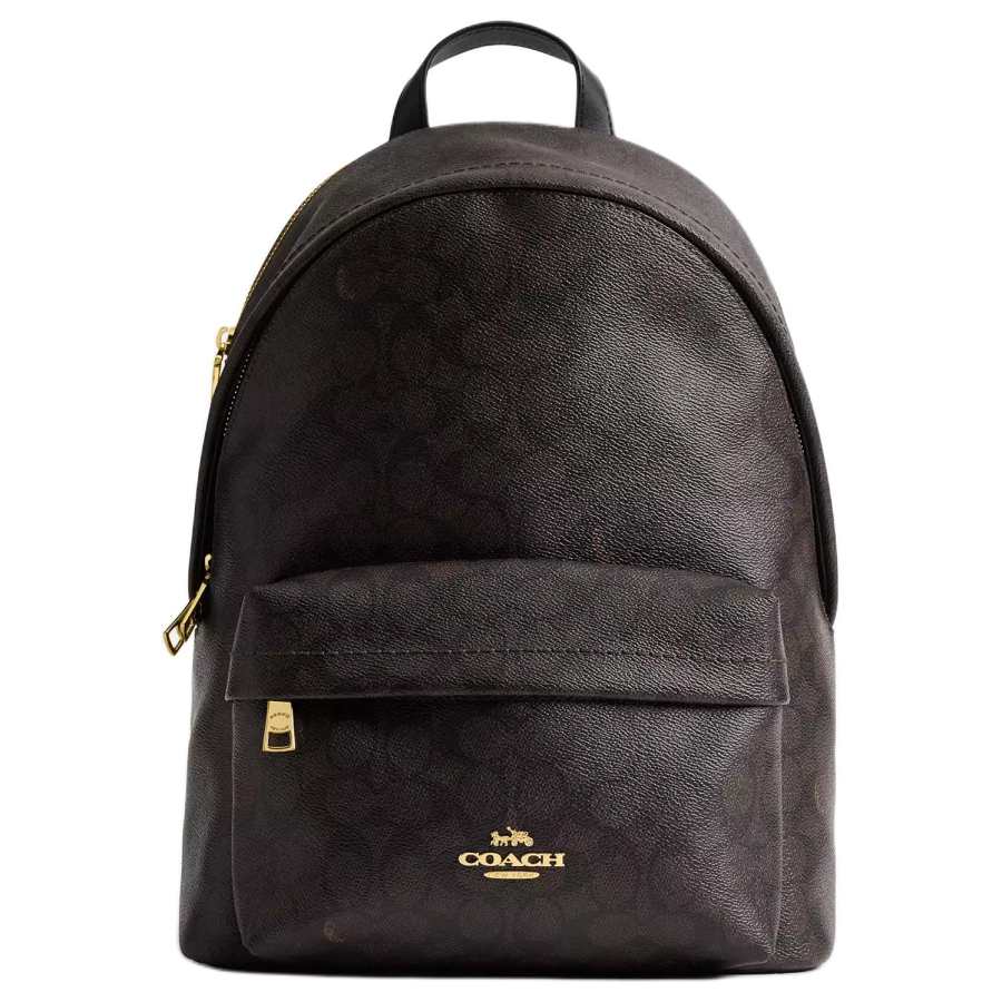 COACH Taylor Artificial Leather With Textile Backpack Large Women's Gold & Walnut Wood & Black