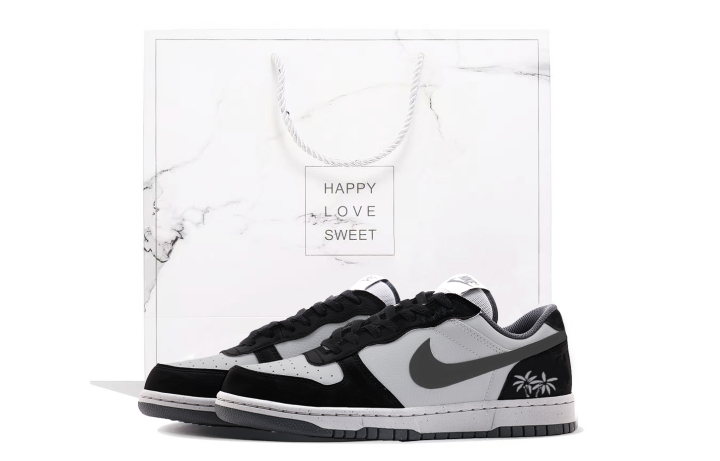 Nike Nike Big Genuine Leather Cushioning Coverage Abrasion Resistant Low top Skateboard Shoes Unisex Black