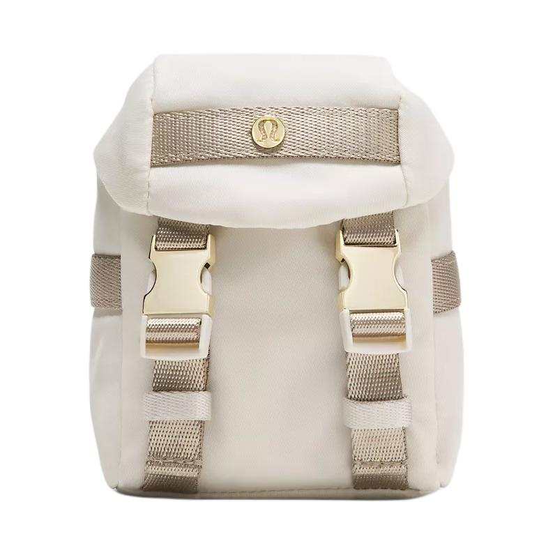 Lululemon Wunderlust Nylon Coin Purse Unisex Light Ivory White & Playful Khaki & Gold