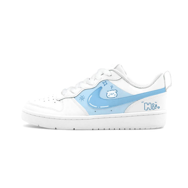 Nike Nike Court Borough Big Fish Manufacturing, Sticky Milk Blue Leather Abrasion Resistant Breathable Low top
