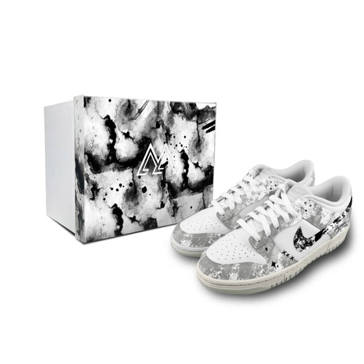 Nike Nike Dunk Mist Island Slip Resistant Abrasion Resistant Low top Kids' Skateboarding Shoes Black White Unisex