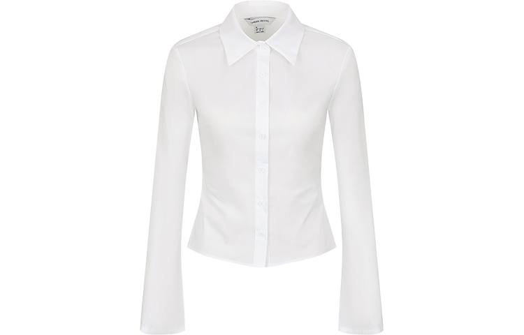 URBAN REVIVO Shirts Women's White Lapel Moderate Shirt