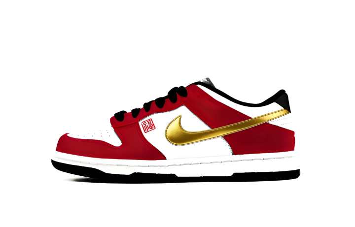 Nike Nike Dunk Golden Hay Hook Abrasion Resistant Low top Skateboard Shoes Unisex Red White Black Gold
