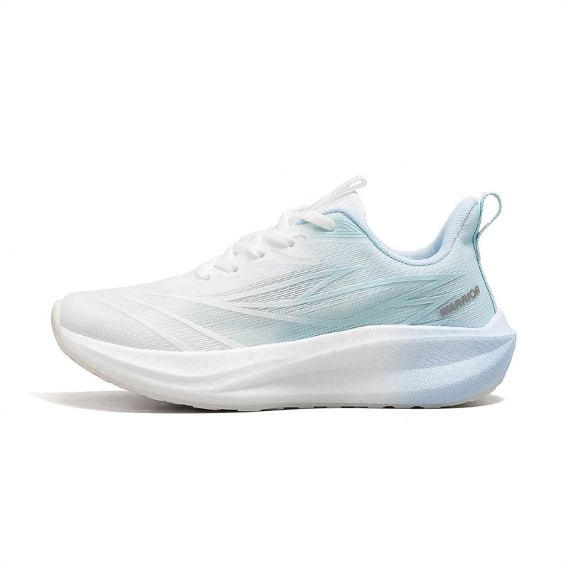 Warrior Cushioning Height Increasing Abrasion Resistant Lightweight Low top Running Shoes Women's White Light Cyan Blue