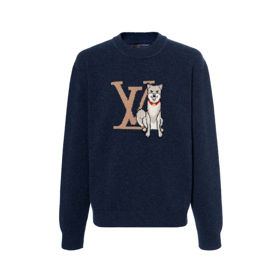 LOUIS VUITTON LOUIS VUITTON Sweaters Men's Blue Crew Neck Moderate
