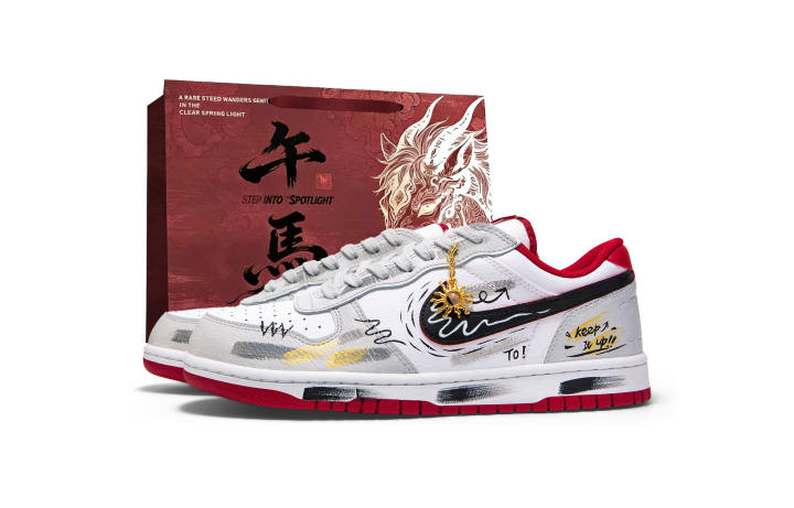 Nike Nike Big Cushioning Abrasion Resistant Breathable Slip Resistant Low top Skateboard Shoes Men's Gray White Red