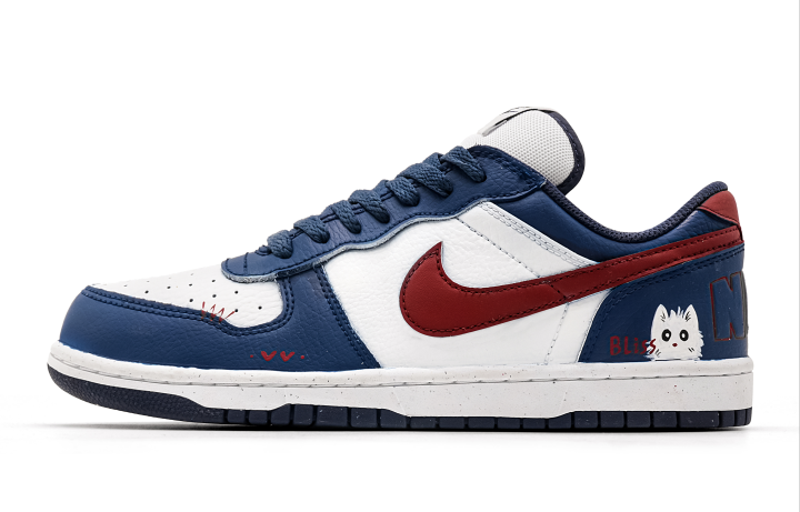 Nike Nike Big Miiow Wear resistant And Lightweight Low top Skateboard Shoes Unisex White Blue