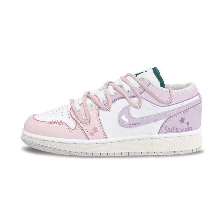 Jordan Jordan Air Jordan 1 Purple Star Leather Slip Resistant Abrasion Resistant Slip Resistant Abrasion Resistant Low top