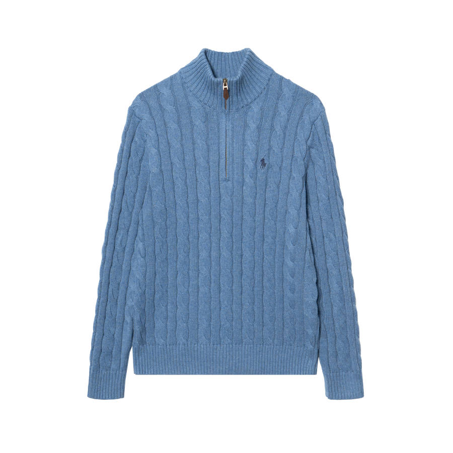 Polo Ralph Lauren Cable Knit Sweater Knitwear Classic Version Men's Blue
