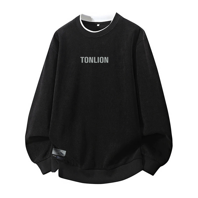 Tonlion T Shirts Unisex Crew Neck Moderate Mock Two Piece