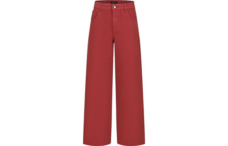 URBAN REVIVO Jeans Women's Red Moderate Wide Leg Pants