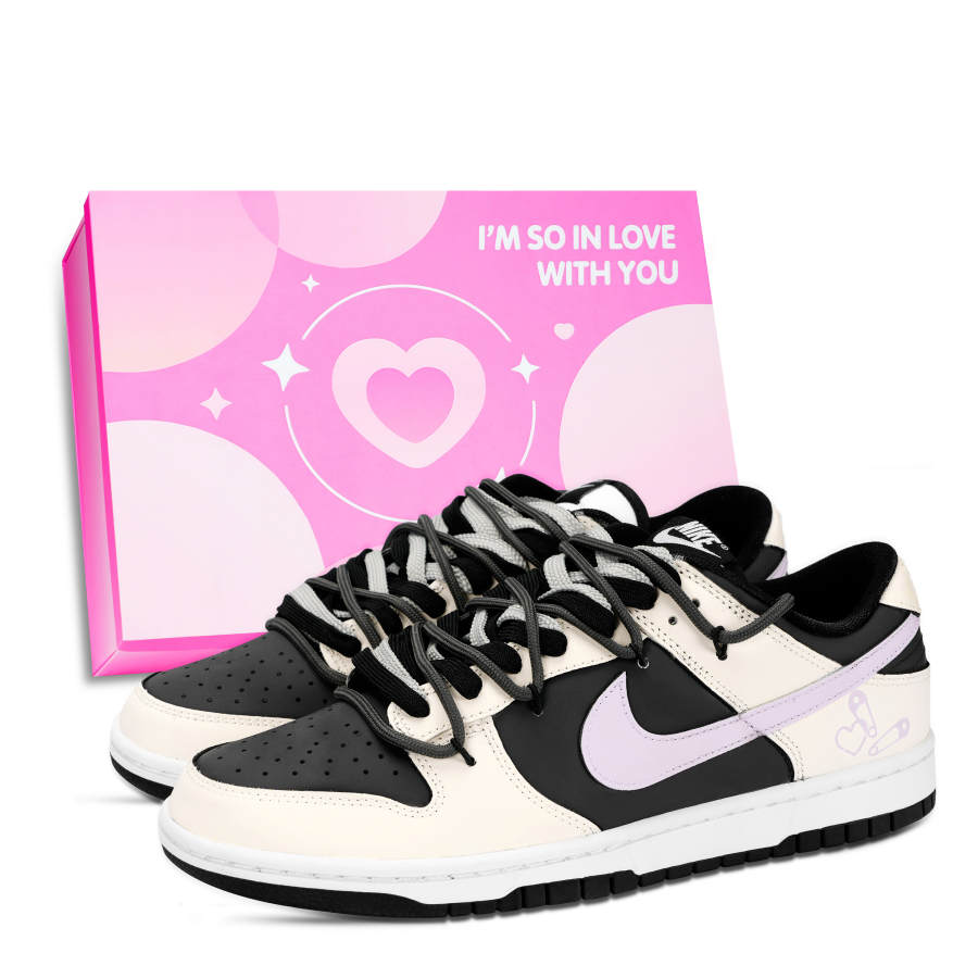 Nike Nike Dunk Heart Pin Leather Slip Resistant Abrasion Resistant Low top Skateboard Shoes Unisex White Pink Yellow